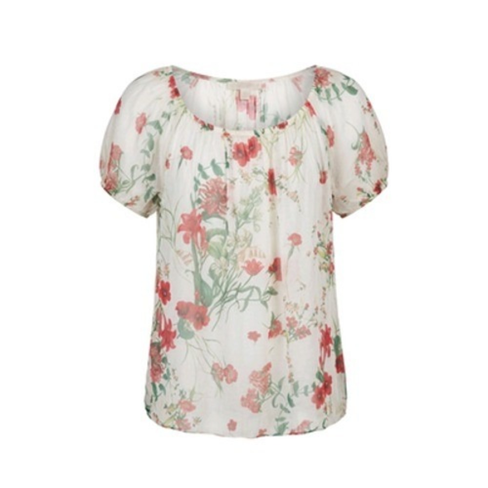 Luisa Ricci Top Women S White Silk Floral Blouse Puff Sleeve Boho Made Italy
